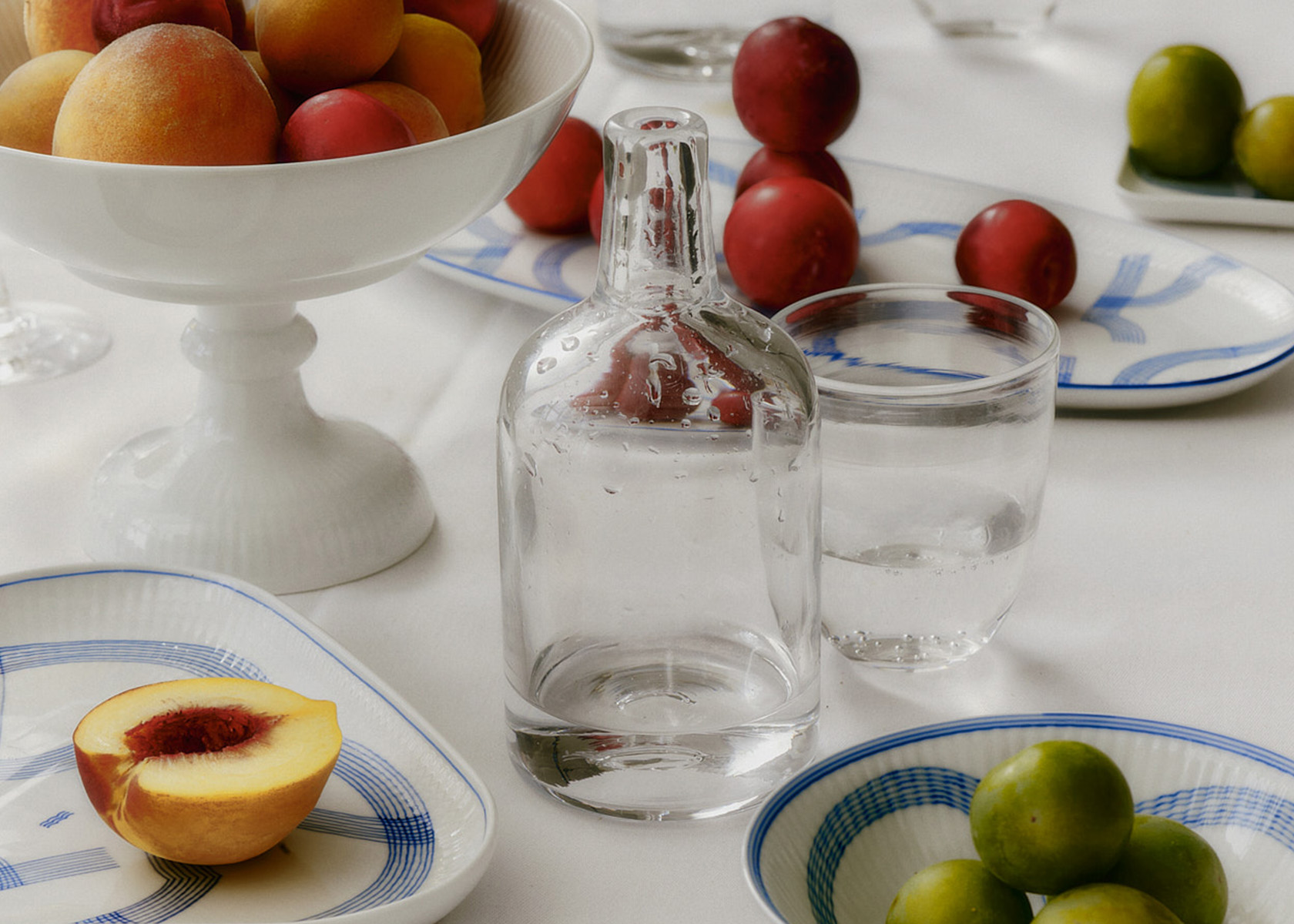 A table setting with items from the hand painted MOTIF collection